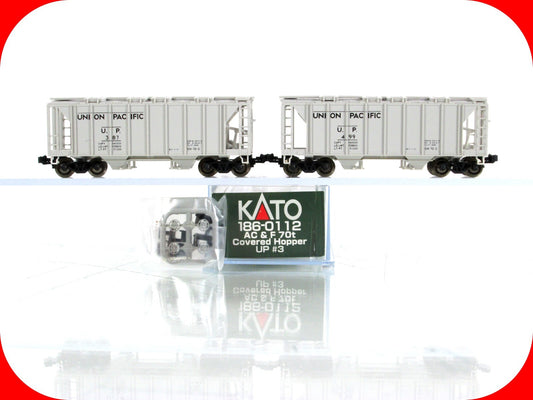 N Scale ***UNION PACIFIC*** ACF 2-Bay Covered Hoppers #387,499 --- Kato 186-0112