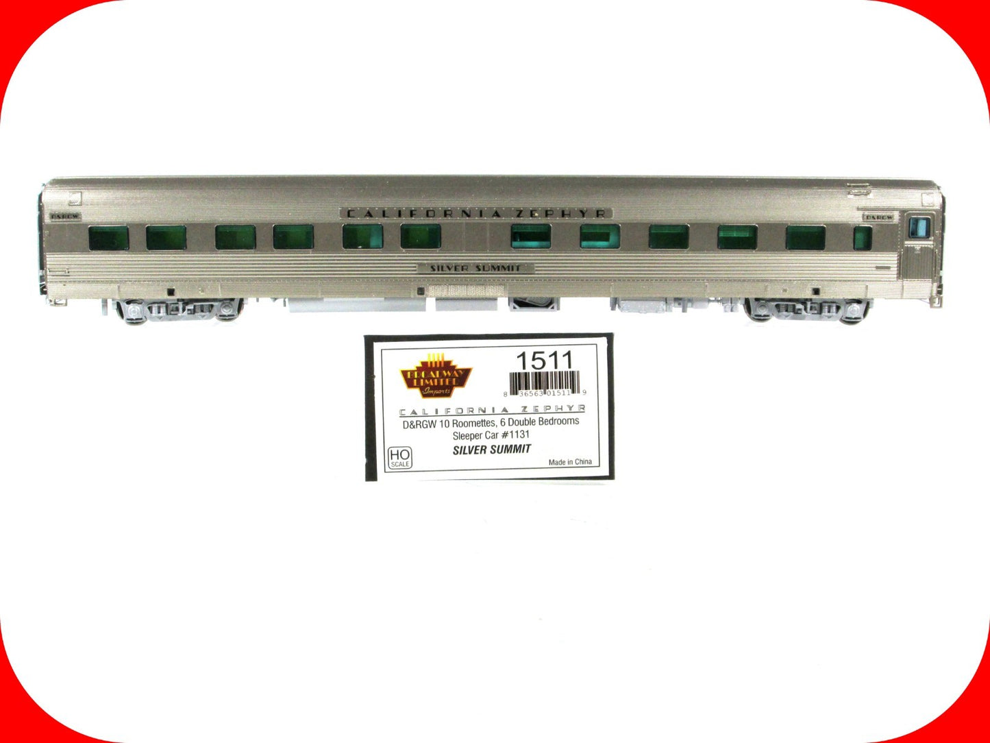 HO Scale ***DRGW CA ZEPHYR** SILVER SUMMIT Sleeper 1131 - Broadway 1511, Lighted