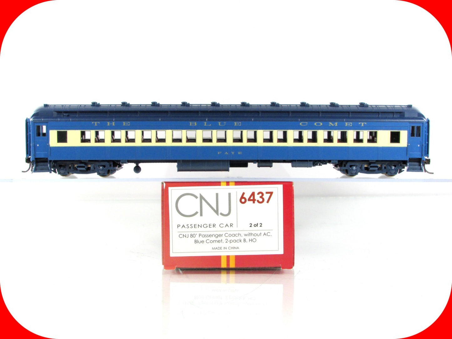 HO Scale ***CNJ BLUE COMET*** 80' Coach *FAYE* --------- Broadway 6437, Lighted