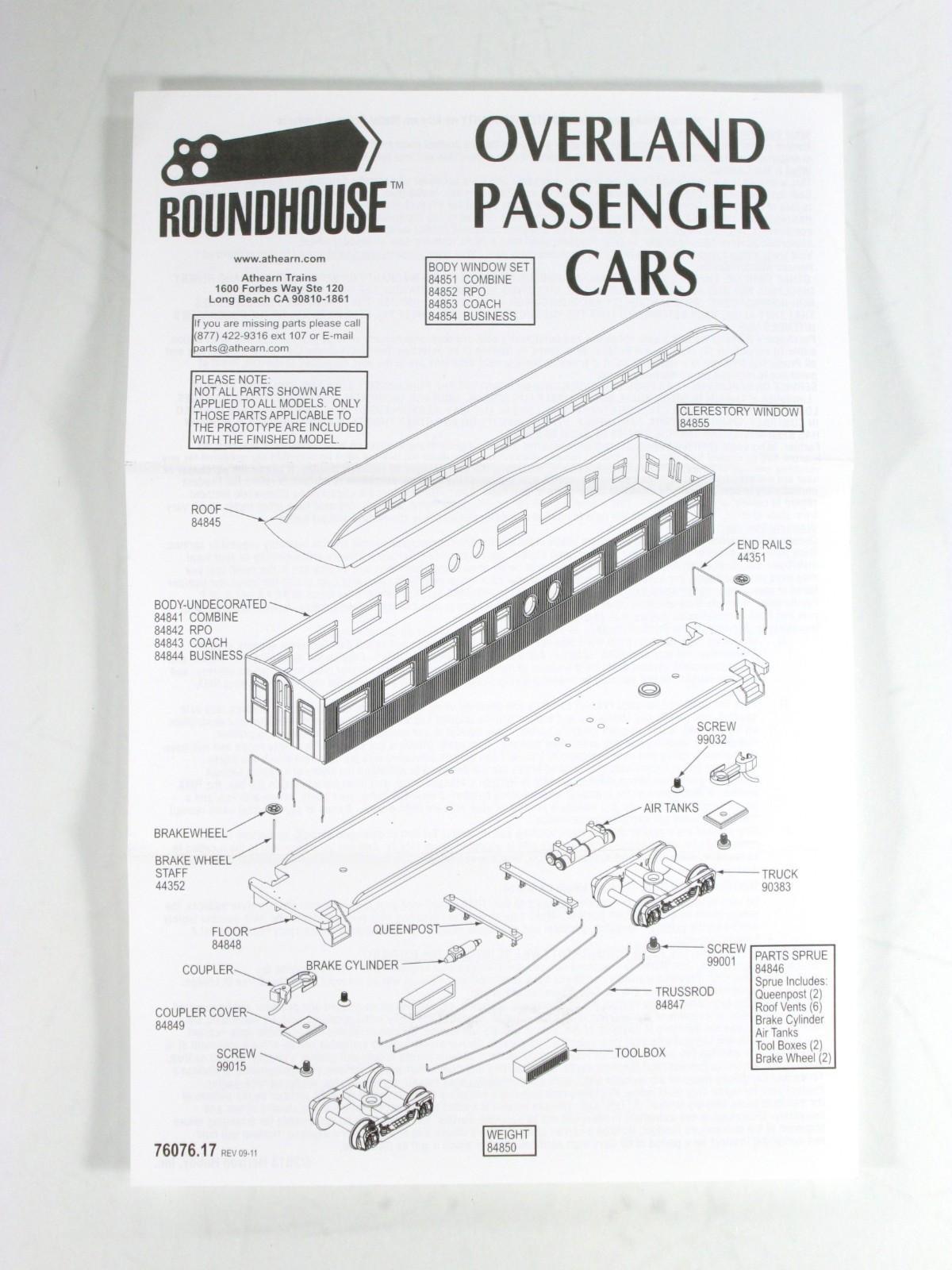 HO Scale *STRASBURG* Overland Coach "Mill Creek" #72 -- Athearn,Roundhouse 99474
