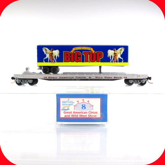 N Scale ***AMERICAN CIRCUS WILD WEST - BIG TOP*** TOFC #16 - MTL Lowell Smith #8