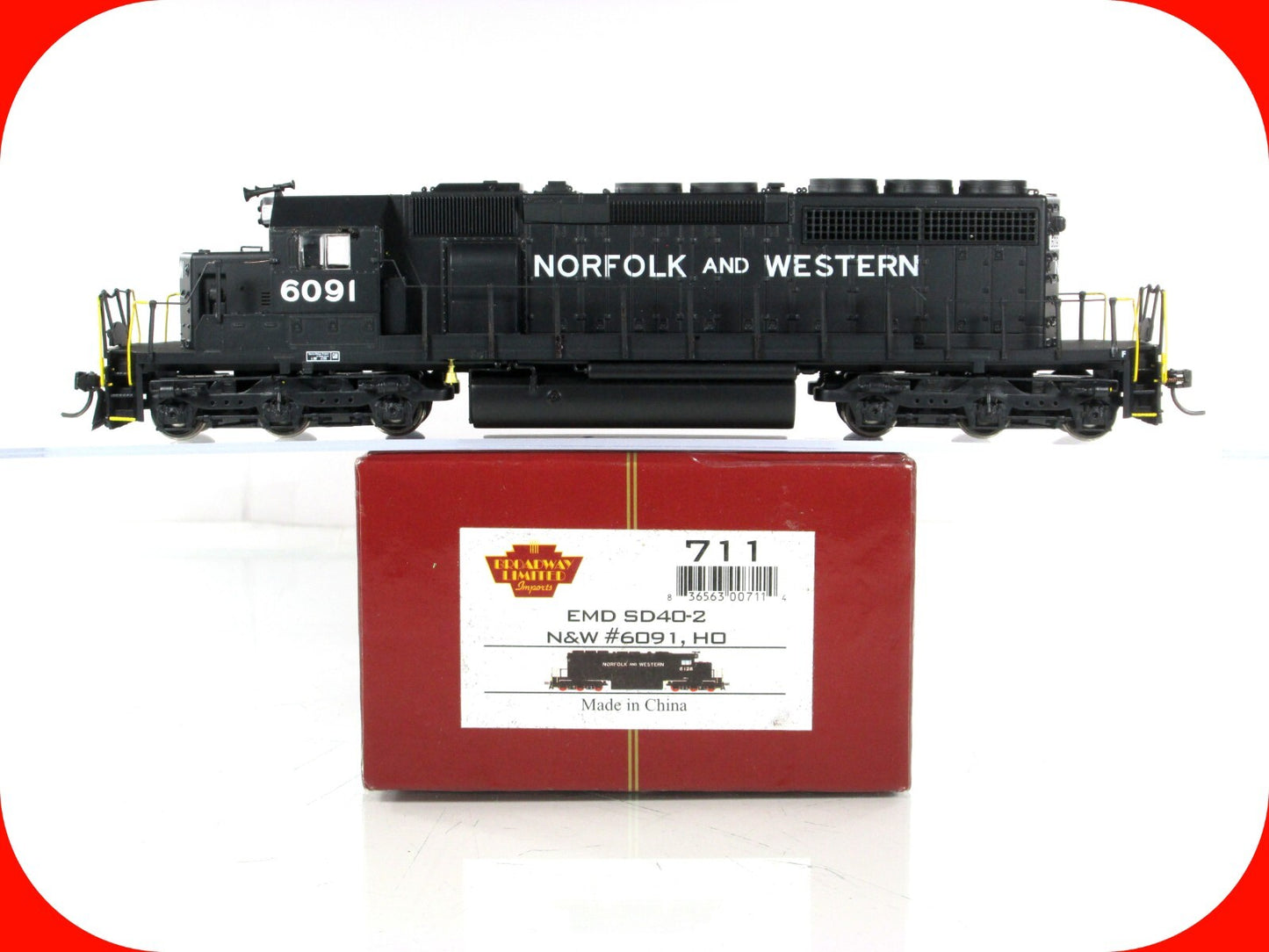 HO Scale ***NORFOLK & WESTERN*** SD40-2, N&W 6091 -- Broadway 711,  w/ DCC Sound