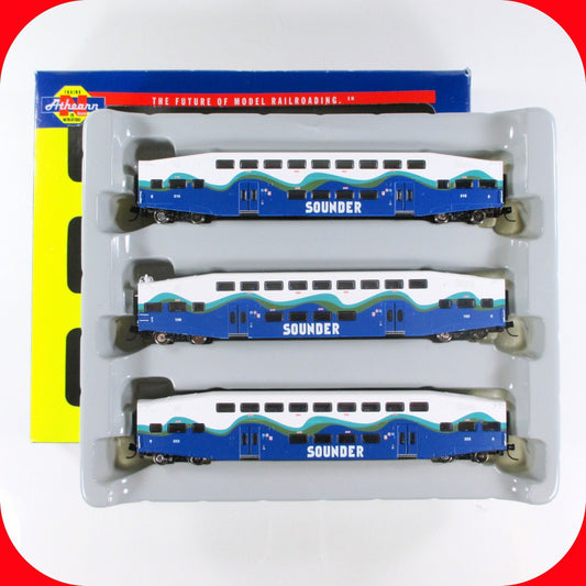 N Scale ***SEATTLE SOUNDER*** Bombardier Coach & Control Car Set - Athearn 10163