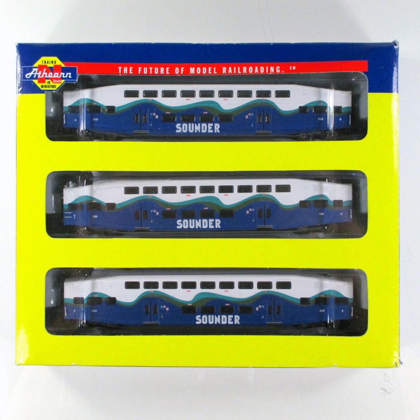 N Scale ***SEATTLE SOUNDER*** Bombardier Coach & Control Car Set - Athearn 10163