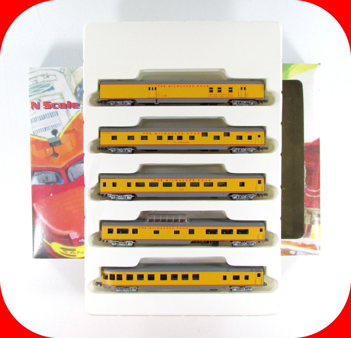 N Scale ***MILWAUKEE ROAD*** Lightweight Passenger 5-Car Set ---- Con-Cor 004017