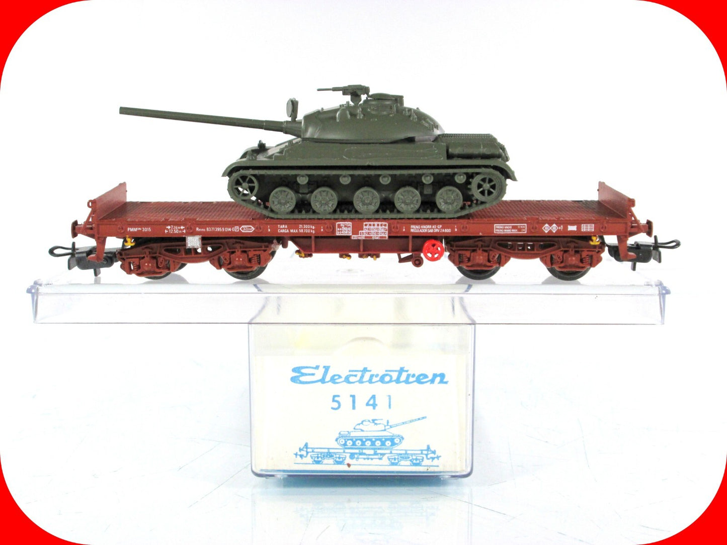 HO Scale ***FRENCH ARMY AMX30 TANK*** on  Flat Car ----- Electrotren 5141 **RARE