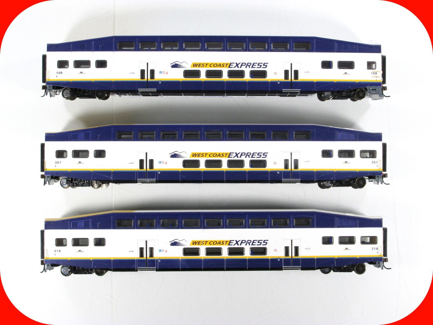 HO Scale **WEST COAST EXPRESS** Bombardier Coach, Control Car Set - Athearn 2584