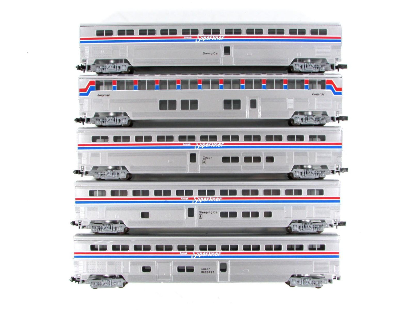 N Scale ***AMTRAK*** Phase II Superliner Bi-Level Passenger Set - Con-Cor 004651