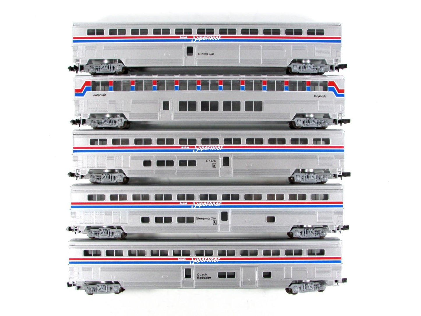 N Scale ***AMTRAK*** Phase II Superliner Bi-Level Passenger Set - Con-Cor 004651