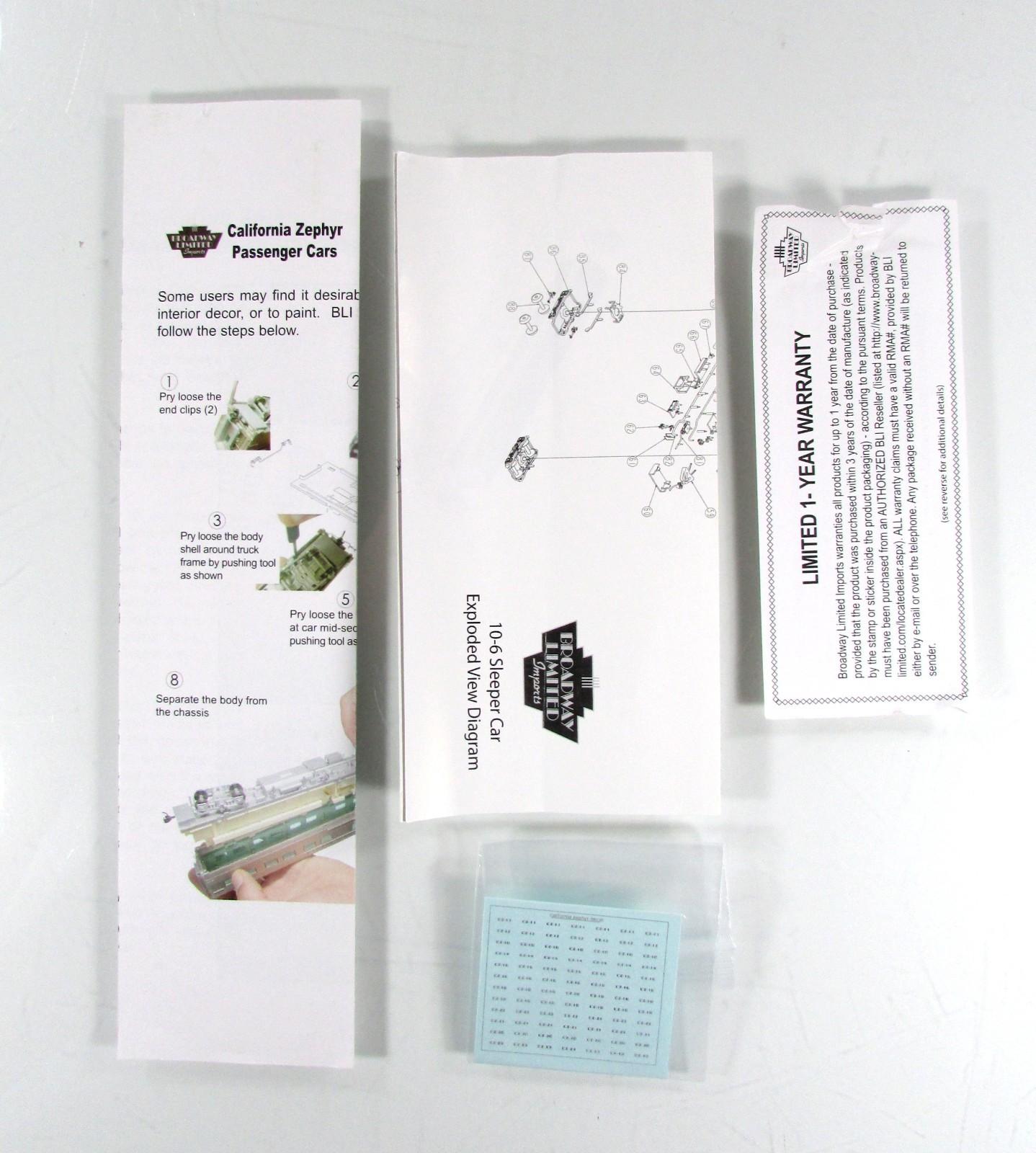HO Scale ***DRGW CA ZEPHYR*** SILVER PASS Sleeper 1130 --- Broadway 518, Lighted