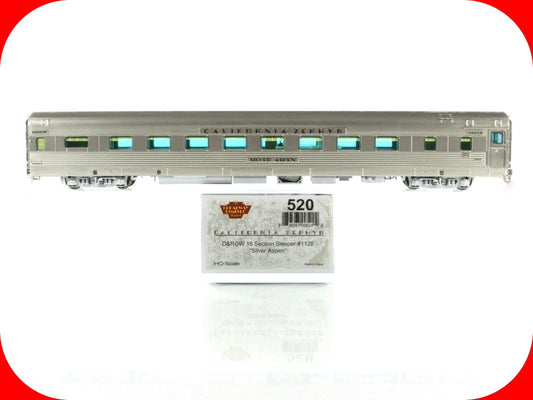 HO Scale ***DRGW CA ZEPHYR*** SILVER ASPEN Sleeper 1120 - Broadway 520, Lighted