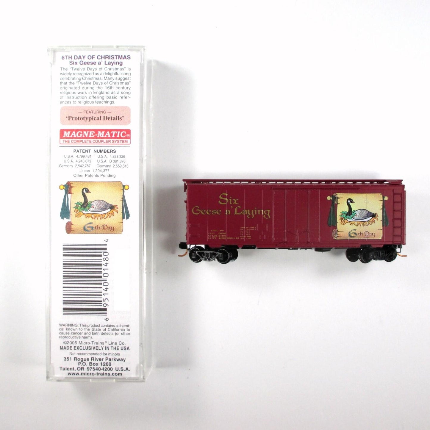 N Scale ***SIX GEESE LAYING*** 12 Days Christmas Box Car --Micro Trains 02100506
