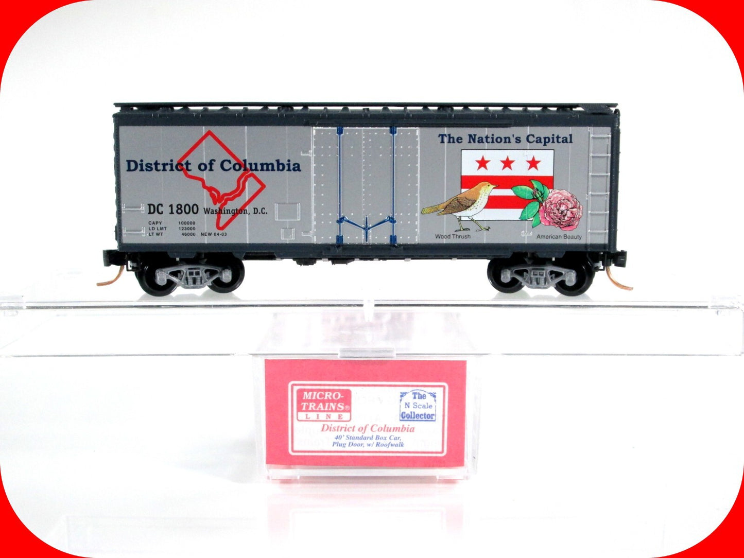 N Scale **DISTRICT of COLUMBIA, Washington DC** Box Car #1800 - Micro Trains NSC