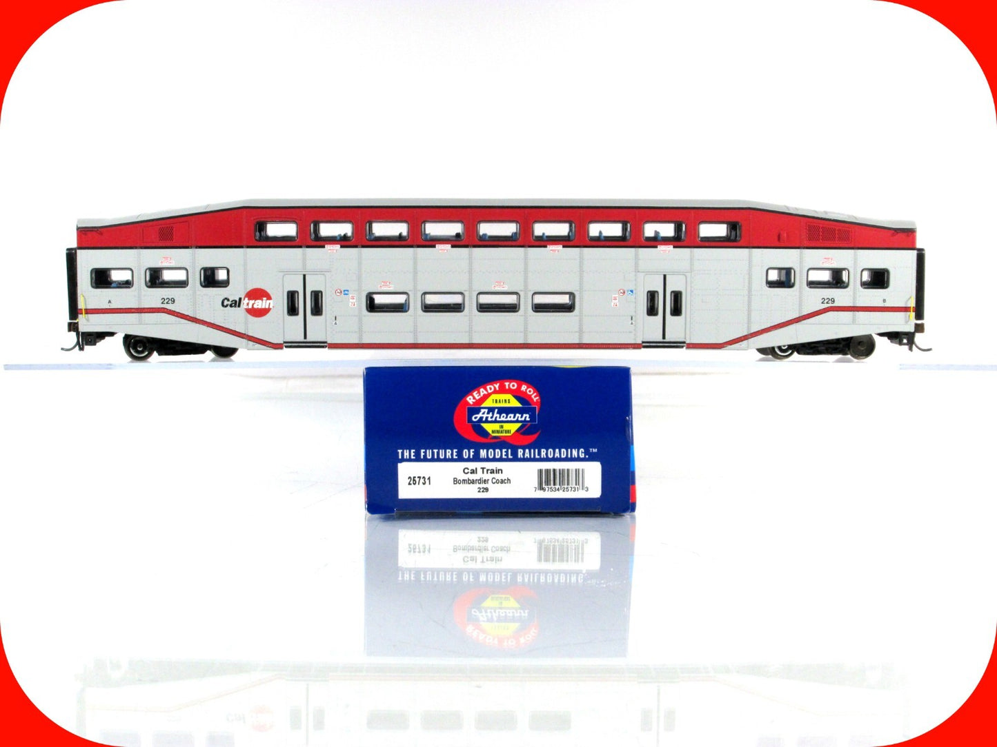 HO Scale ***CALTRAIN*** Bombardier Commuter Coach Car #229 - Athearn 25731 *RARE