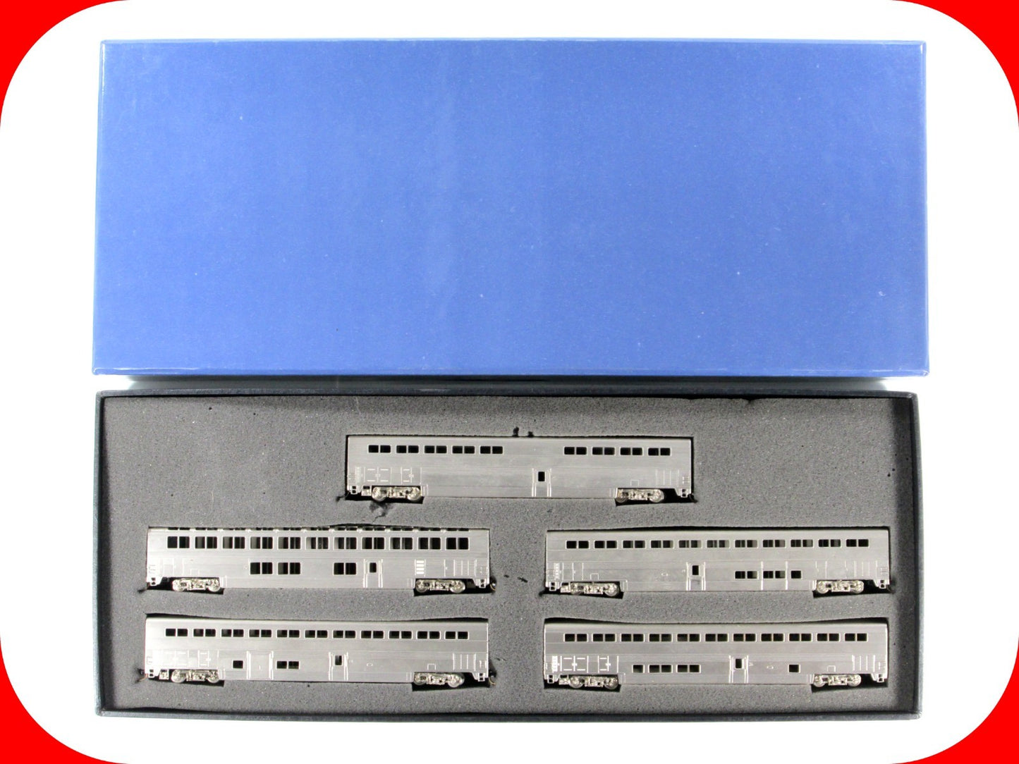 N Scale BRASS ***AMTRAK SUPERLINERS*** Bi-Level Passenger 5-Set - PFM, MTL Cplrs