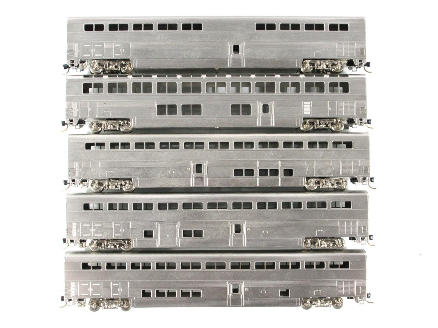N Scale BRASS ***AMTRAK SUPERLINERS*** Bi-Level Passenger 5-Set - PFM, MTL Cplrs