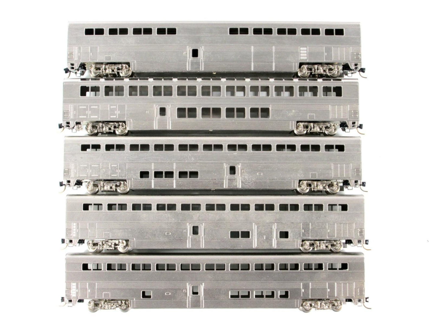 N Scale BRASS ***AMTRAK SUPERLINERS*** Bi-Level Passenger 5-Set - PFM, MTL Cplrs