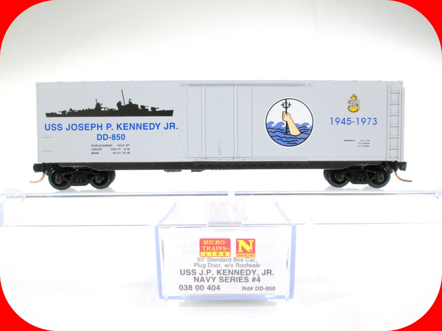 N Scale USS *Joseph Kennedy* US Navy Series 50' Box Car -- Micro Trains 03800404