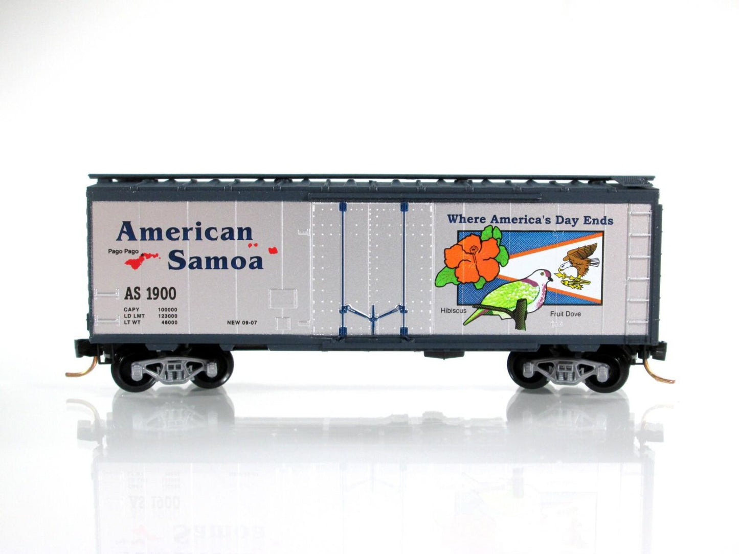 N Scale AMERICAN SAMOA 40' Box Car, AS 1900 -Micro Trains NSC Special Run 07-02