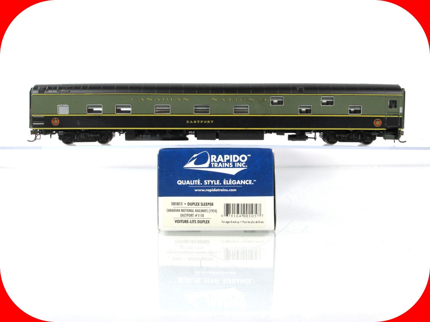 HO Scale **CANADIAN NATIONAL* Sleeper *Eastport* #1110 - Rapido 101011, Lighted