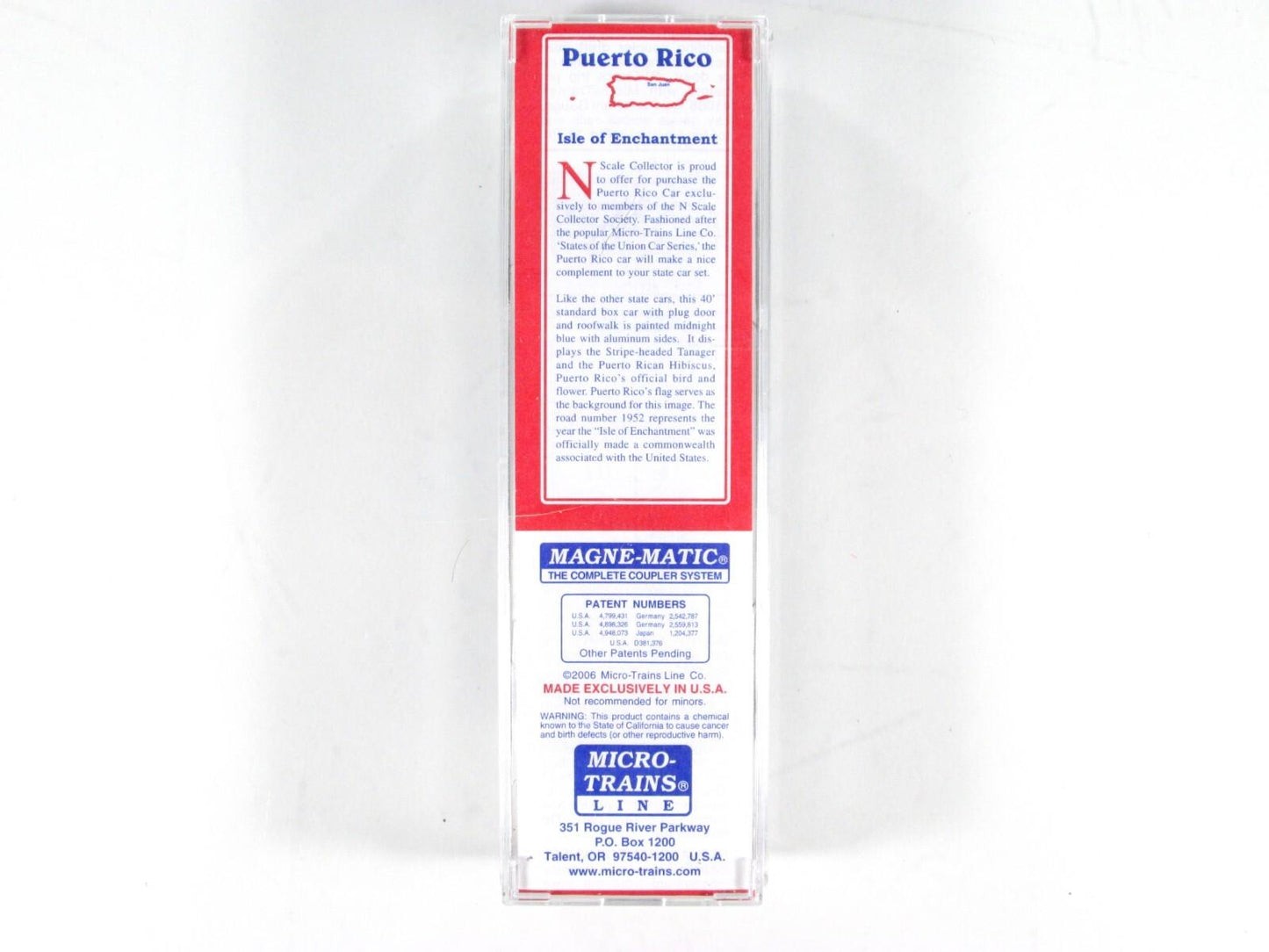 N Scale ***PUERTO RICO*** 40' Box Car, PR 1952 -- Micro Trains Special Run 06-02