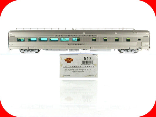 HO Scale ***DRGW CA ZEPHYR*** SILVER BANQUET Diner #1115 - Broadway 517, Lighted
