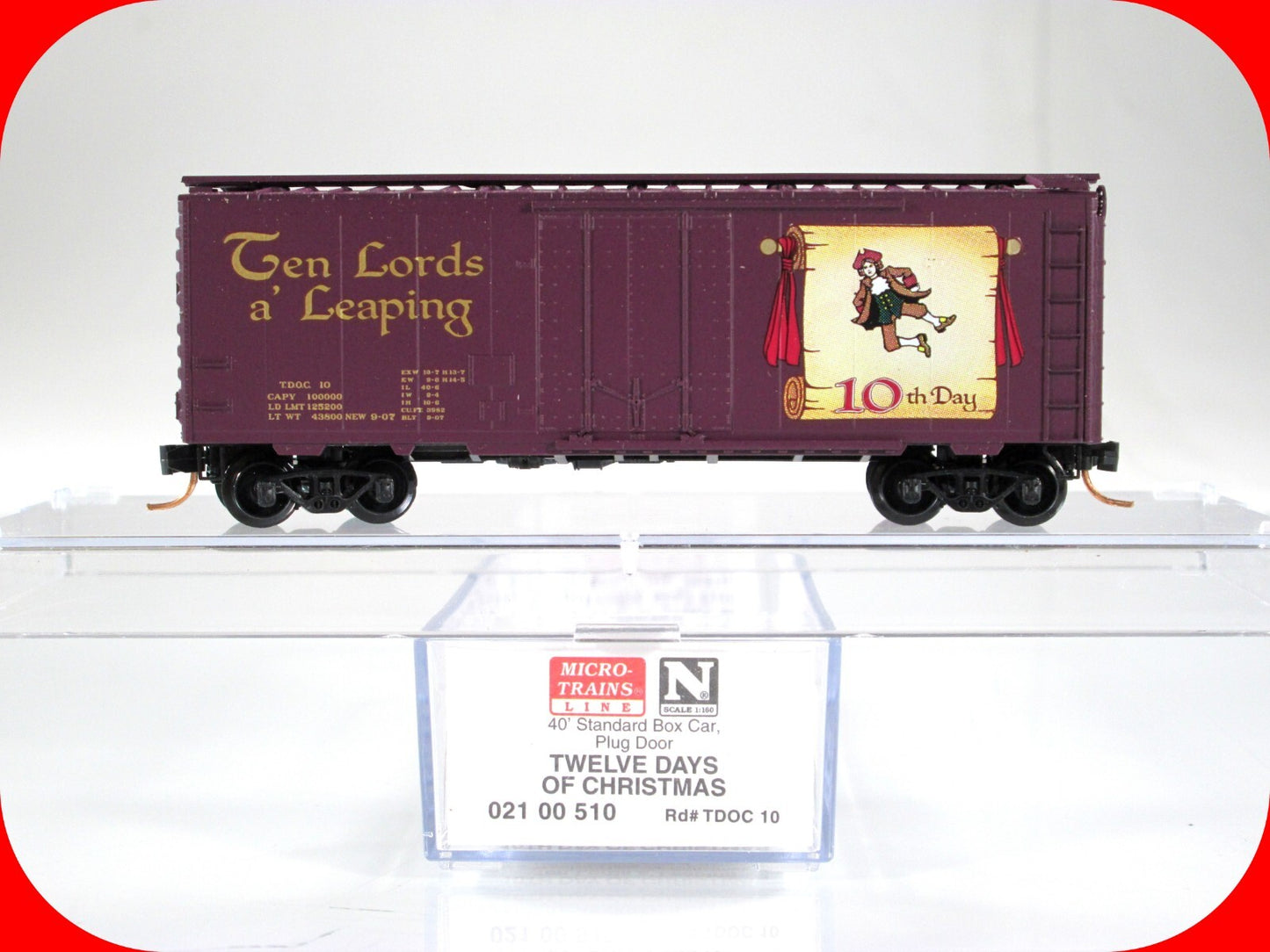 N Scale **TEN LORDS LEAPING** 12 Days Christmas Box Car ---Micro Trains 02100510