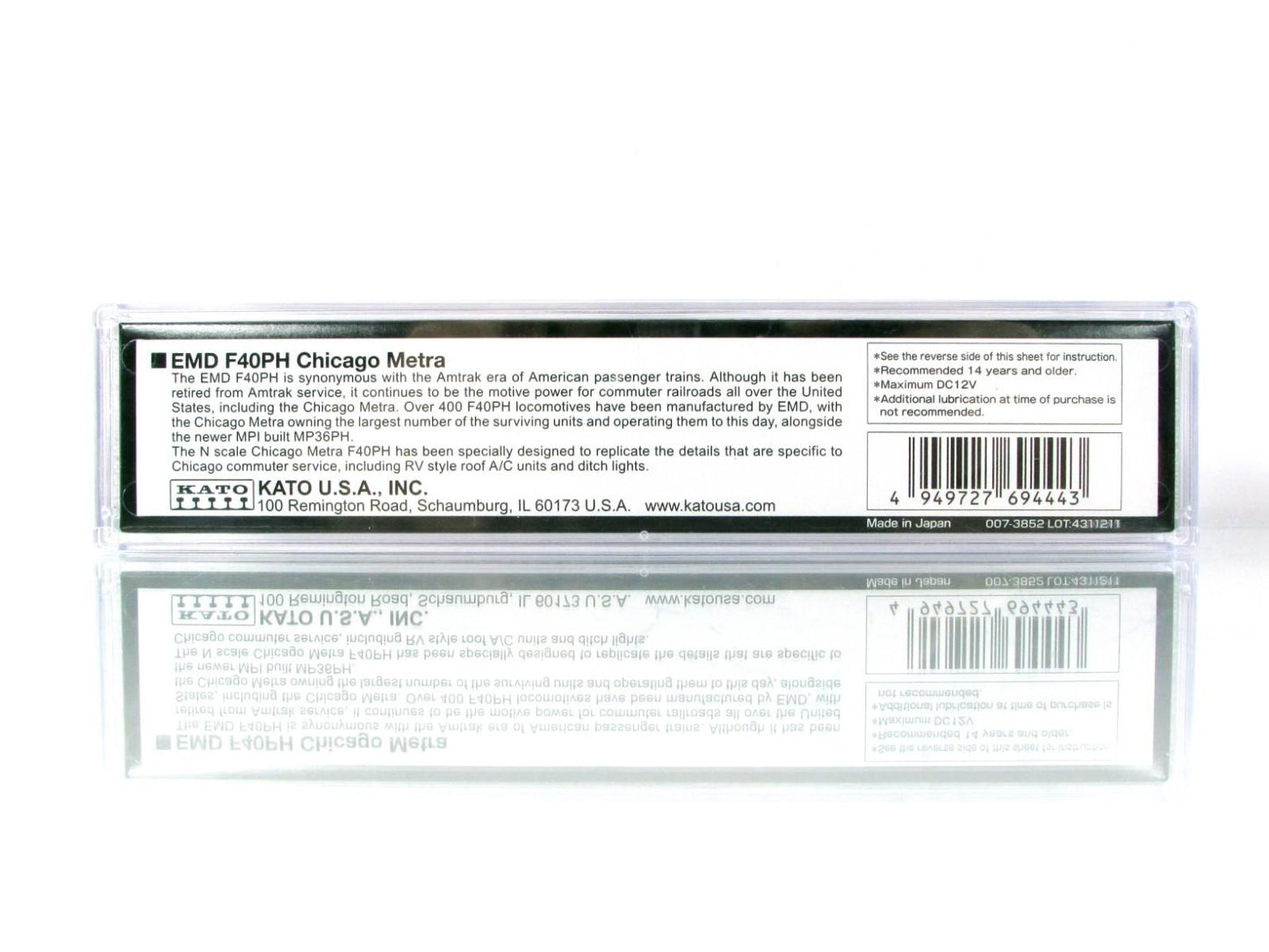 N Scale **CHICAGO METRA** F40PH *City Of Palatine* #157 - Kato 176-9107 *DCC Rdy