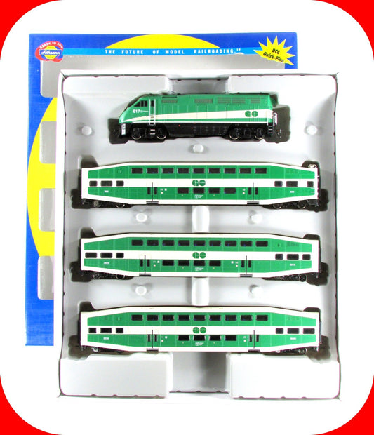 HO Scale **GO TRANSIT** F59PHI #617, Cars #202,2015,2020 -Athearn 25991, DCC Rdy