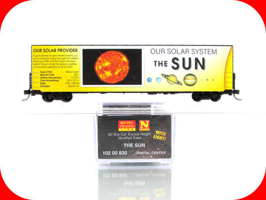 N Scale ***SUN** Solar System Series 60' Box Car - Micro Trains 10200830 LIGHTED