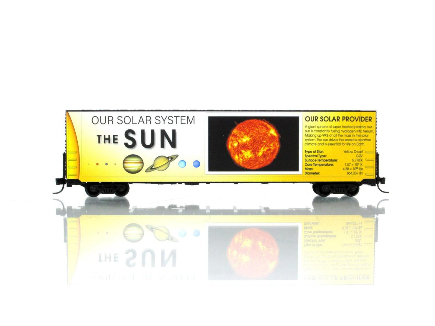 N Scale ***SUN** Solar System Series 60' Box Car - Micro Trains 10200830 LIGHTED