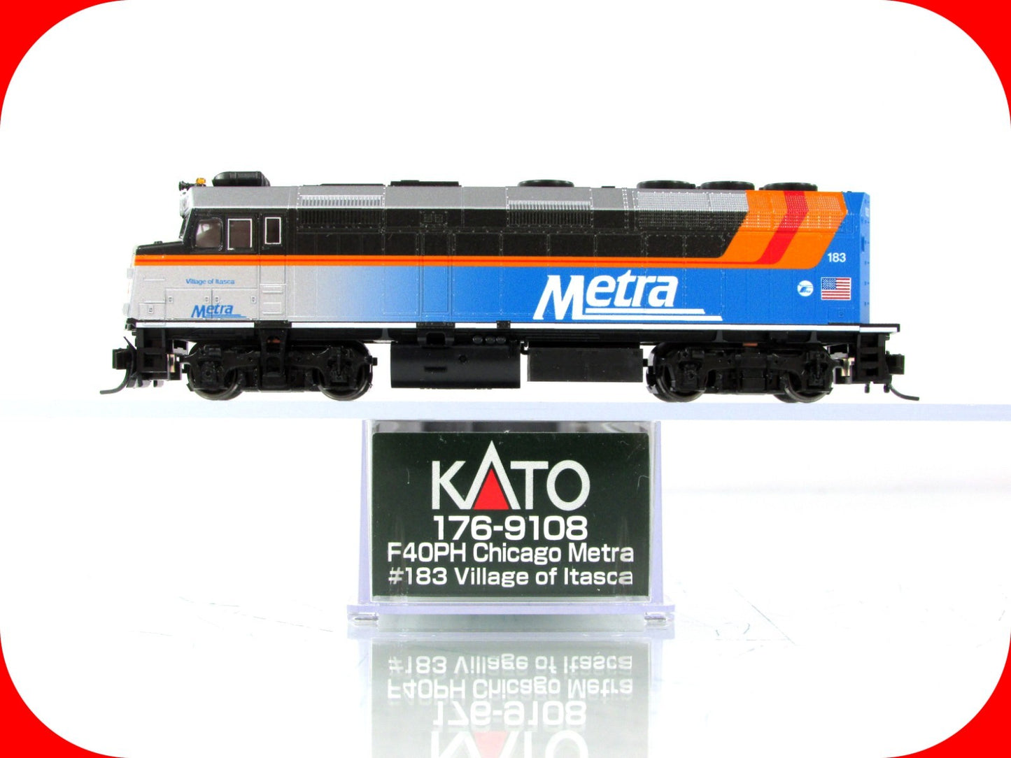 N Scale **CHICAGO METRA* F40PH *Village Of Itasca* #183 - Kato 176-9108 *DCC Rdy