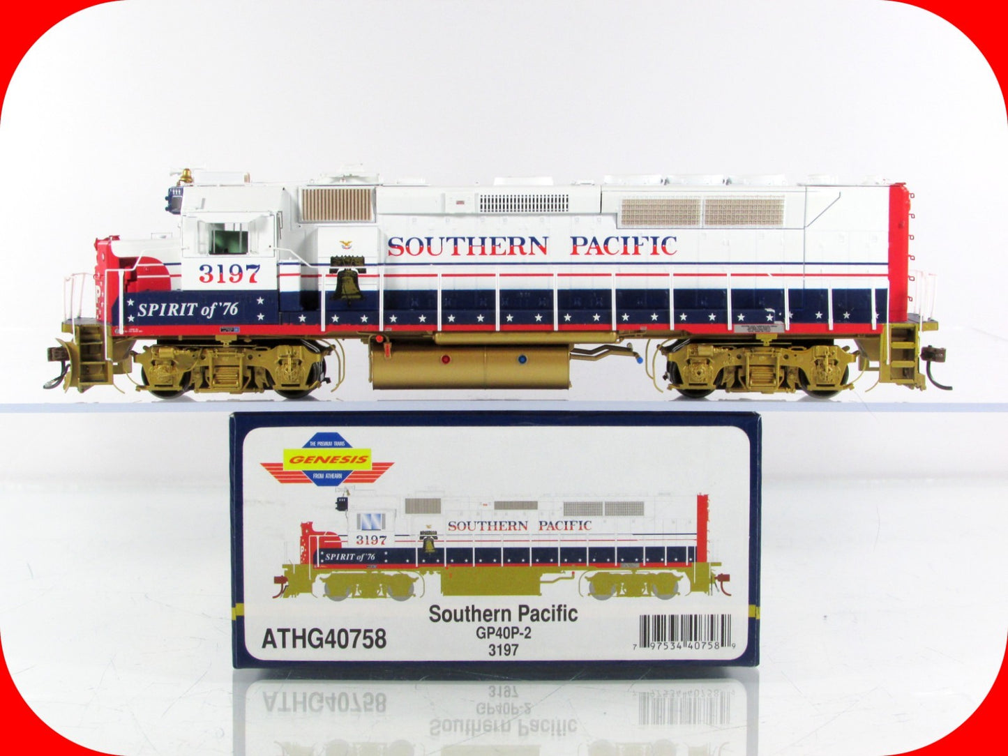HO Scale **SP** GP40P-2 Diesel **Spirit of 76** #3197 -- Athearn G40758, DCC Rdy