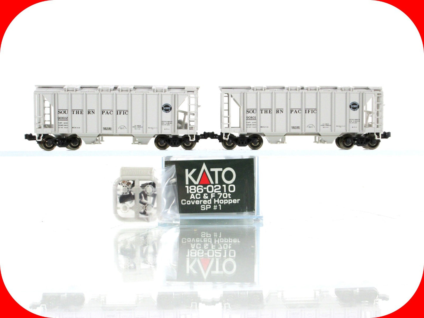 N Scale **SOUTHERN PACIFIC** 2-Bay Covered Hoppers #90602,90801 -- Kato 186-0210