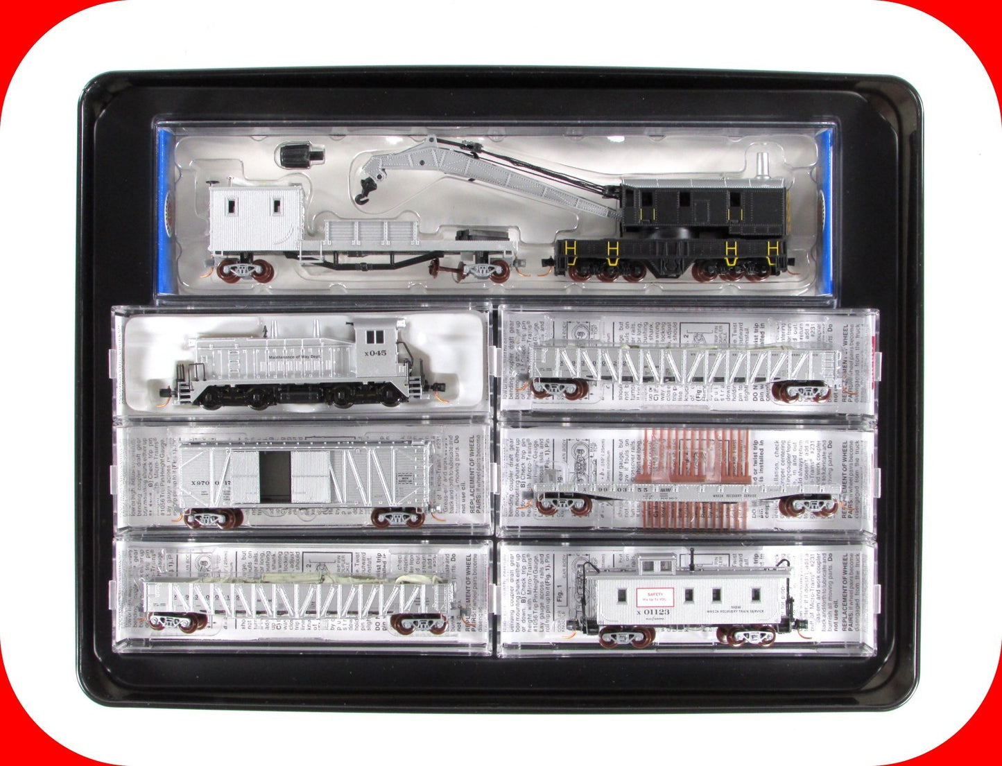 N Scale ***MOW WRECK RECOVERY SET*** SW9 and 7 cars - Micro Trains 99301110 RARE