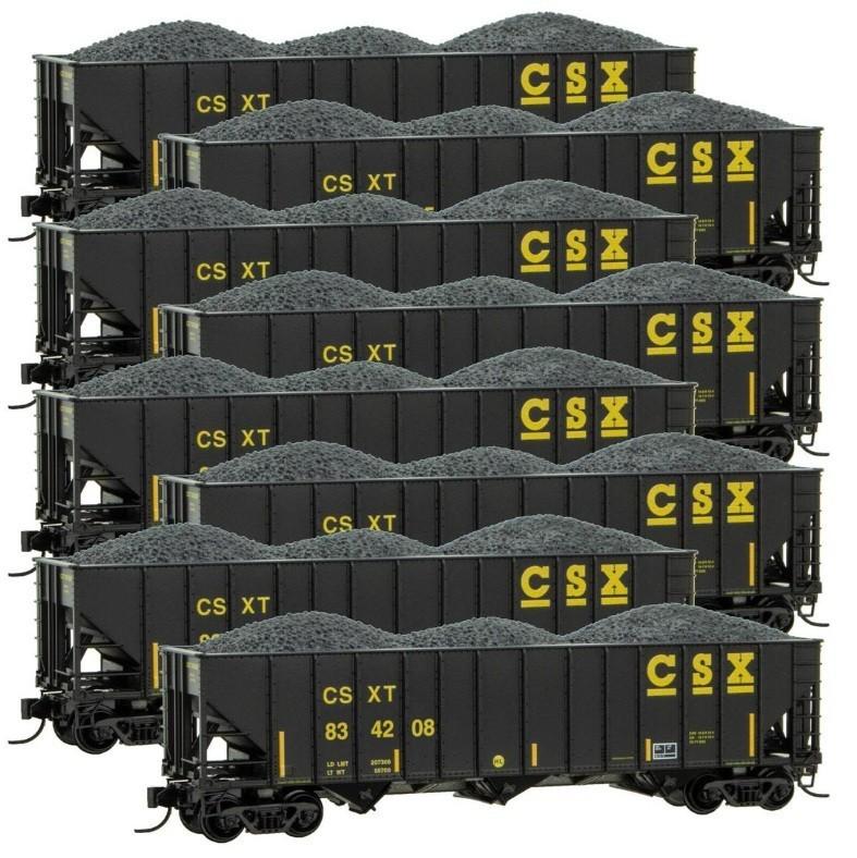 N Scale ***CSX*** 100-Ton 3-Bay Coal Hopper 8-Pack Set - Micro Trains 99300817