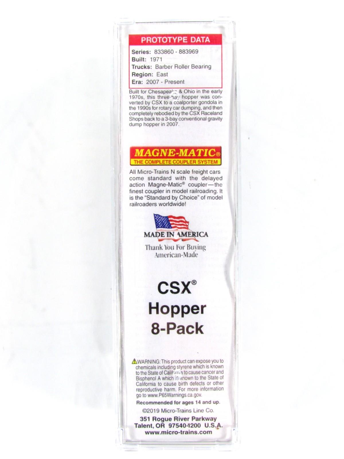 N Scale ***CSX*** 100-Ton 3-Bay Coal Hopper 8-Pack Set - Micro Trains 99300817