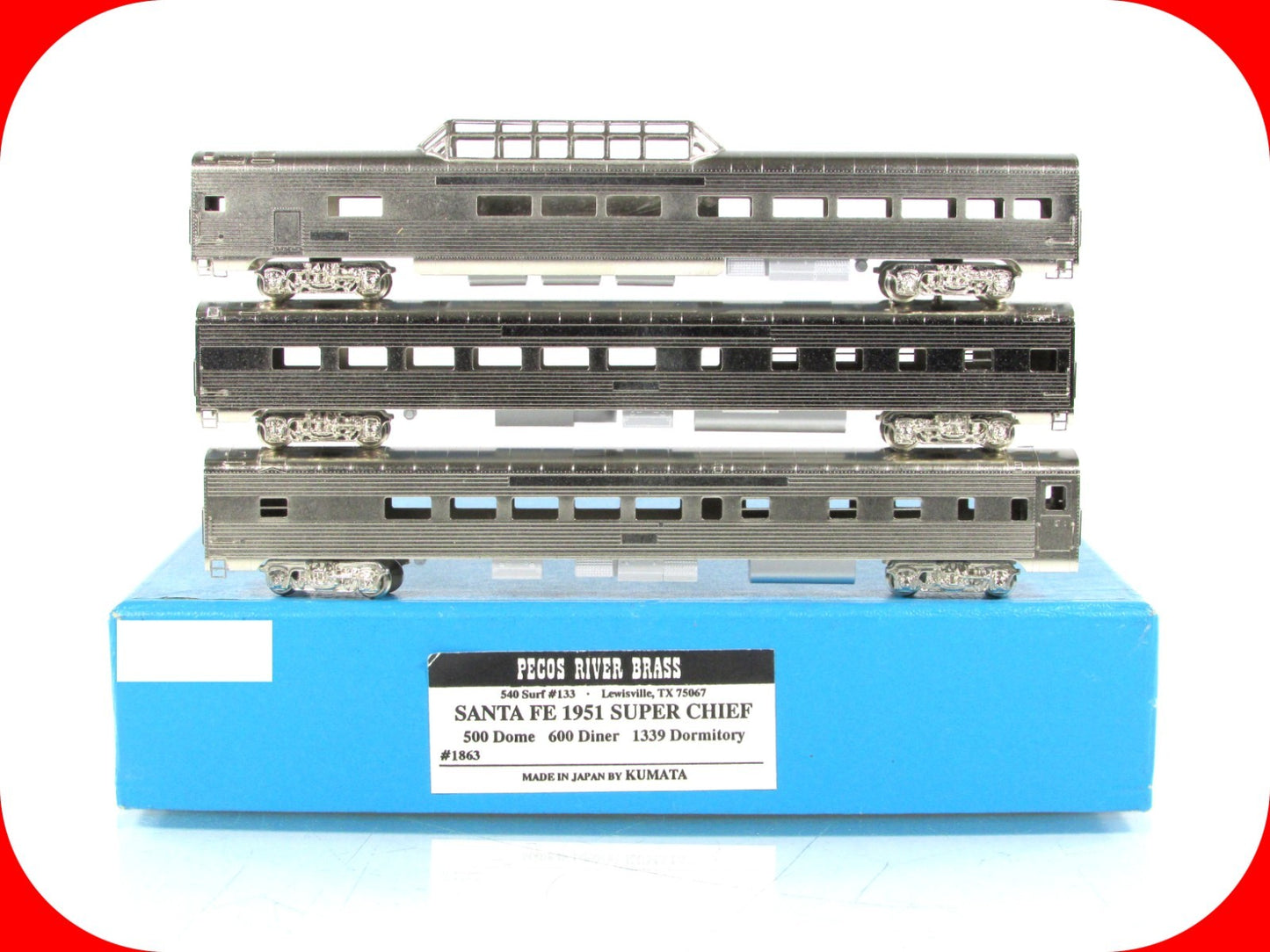 N Scale *SANTA FE* 1951 Super Chief Dome-Diner-Dorm Set - PECOS RIVER BRASS 1863