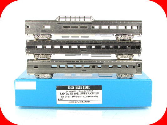 N Scale *SANTA FE* 1951 Super Chief Dome-Diner-Dorm Set - PECOS RIVER BRASS 1863