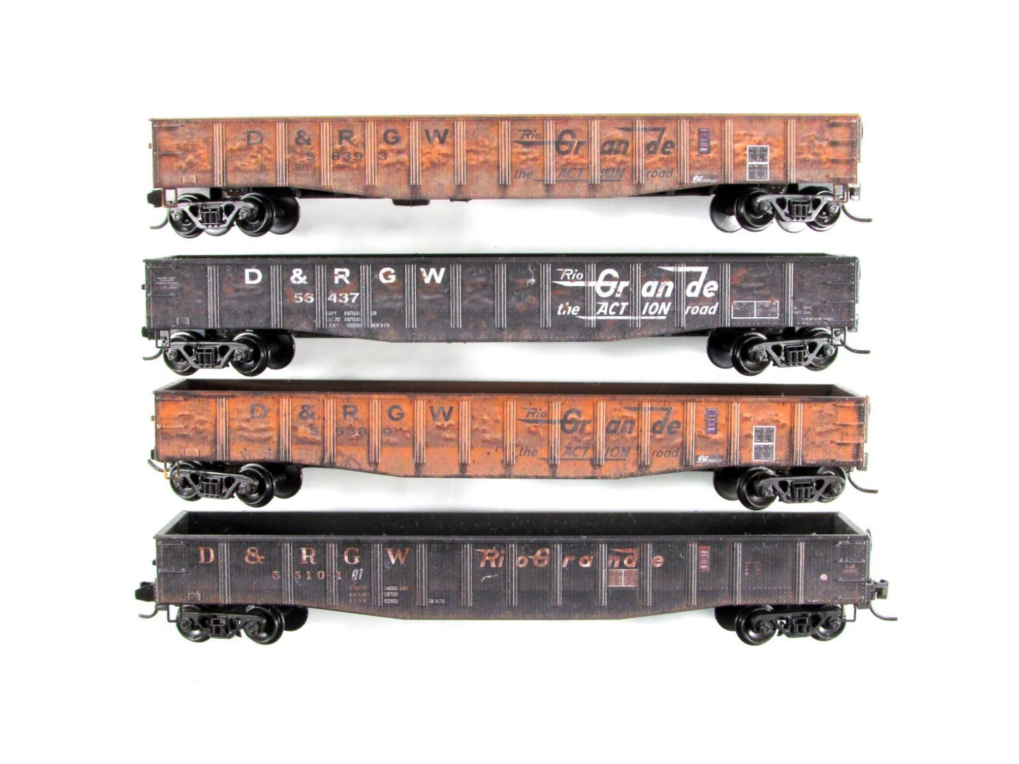 N Scale ***DENVER RIO GRANDE*** Weathered Gondola 4-Pack - Micro Trains 98305036