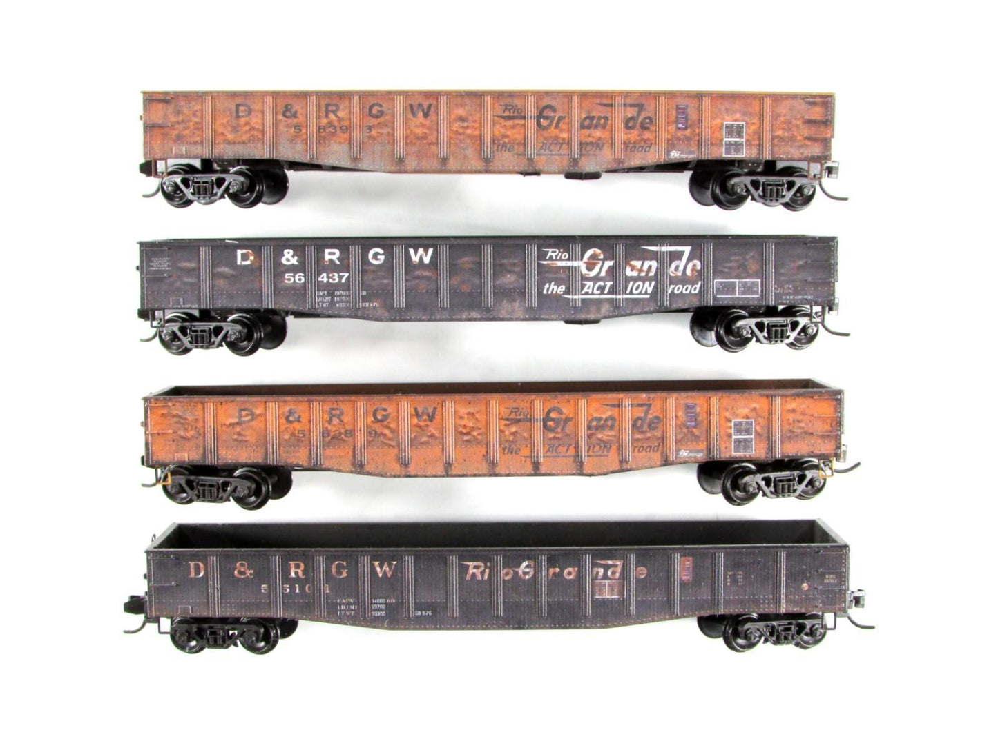 N Scale ***DENVER RIO GRANDE*** Weathered Gondola 4-Pack - Micro Trains 98305036
