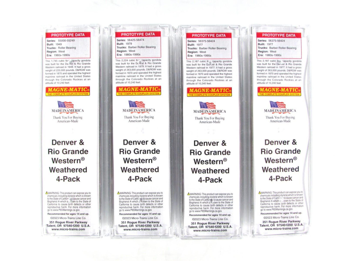 N Scale ***DENVER RIO GRANDE*** Weathered Gondola 4-Pack - Micro Trains 98305036