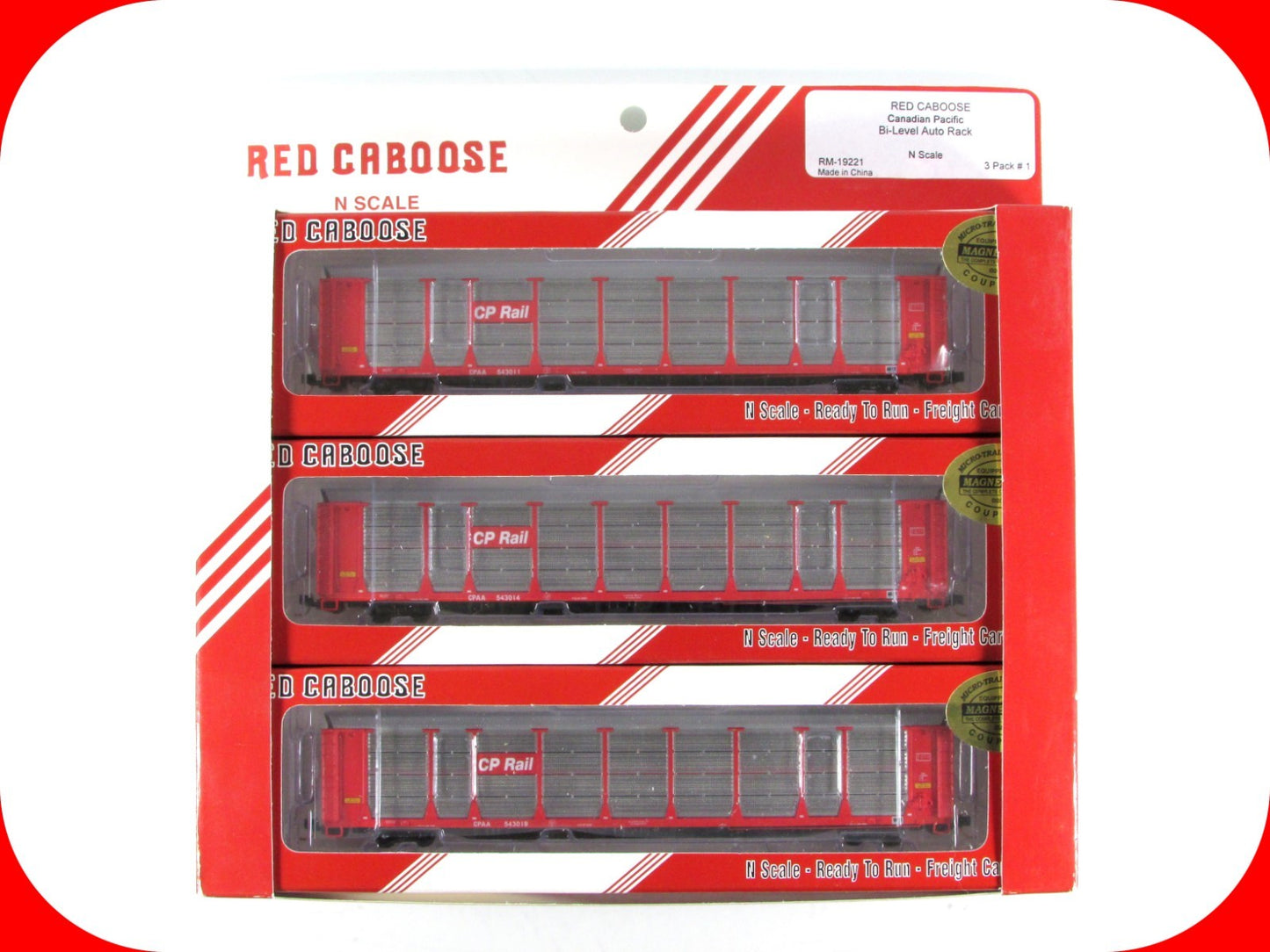 N Scale **CANADIAN PACIFIC** Bi-Level Auto Rack 3-Pack #1 - Red Caboose RM-19221