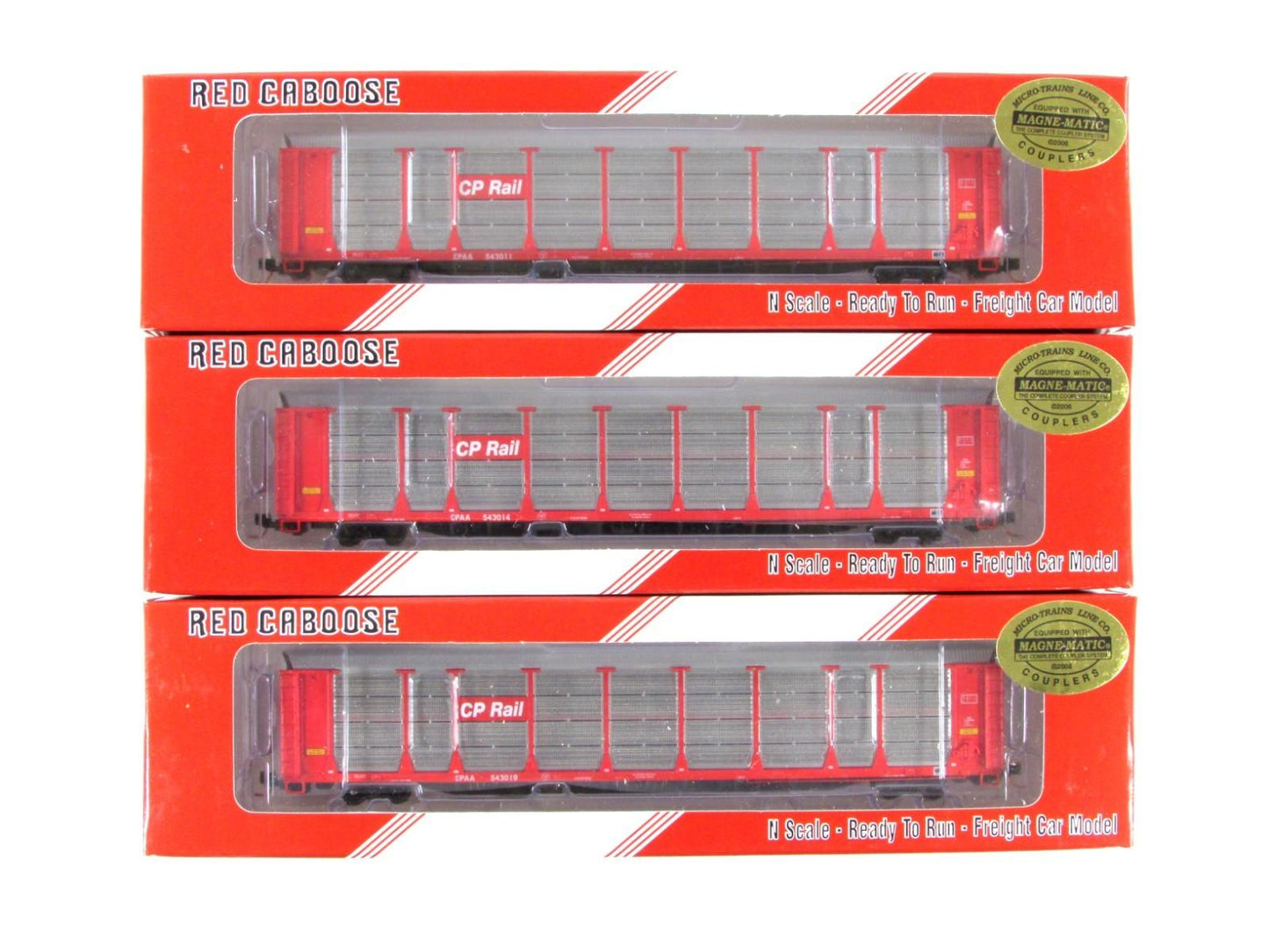 N Scale **CANADIAN PACIFIC** Bi-Level Auto Rack 3-Pack #1 - Red Caboose RM-19221
