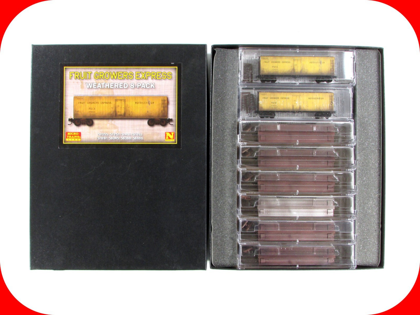N Scale ***FRUIT GROWERS EXPRESS*** 40' Reefer 8-Pack ---- Micro Trains 99305824