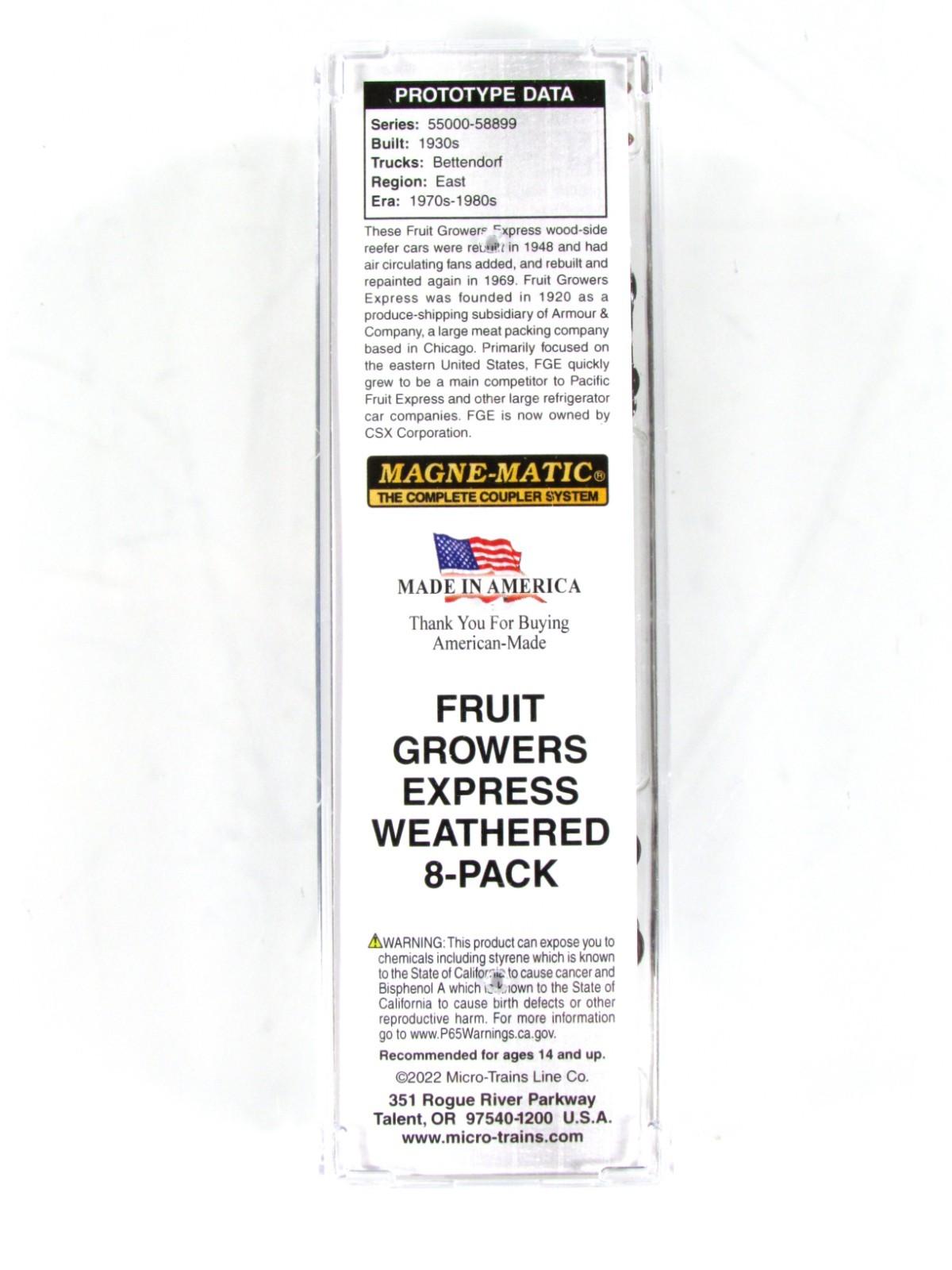 N Scale ***FRUIT GROWERS EXPRESS*** 40' Reefer 8-Pack ---- Micro Trains 99305824