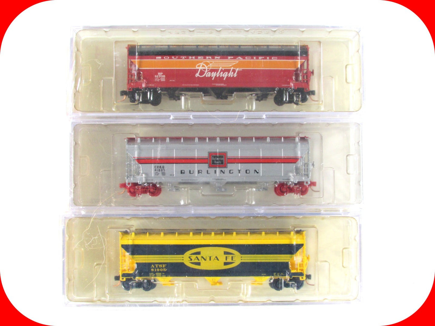 N Scale *SP CBQ ATSF* WAY THEY SHOULD HAVE BEEN Hopper Set 4 -Intermountain RARE