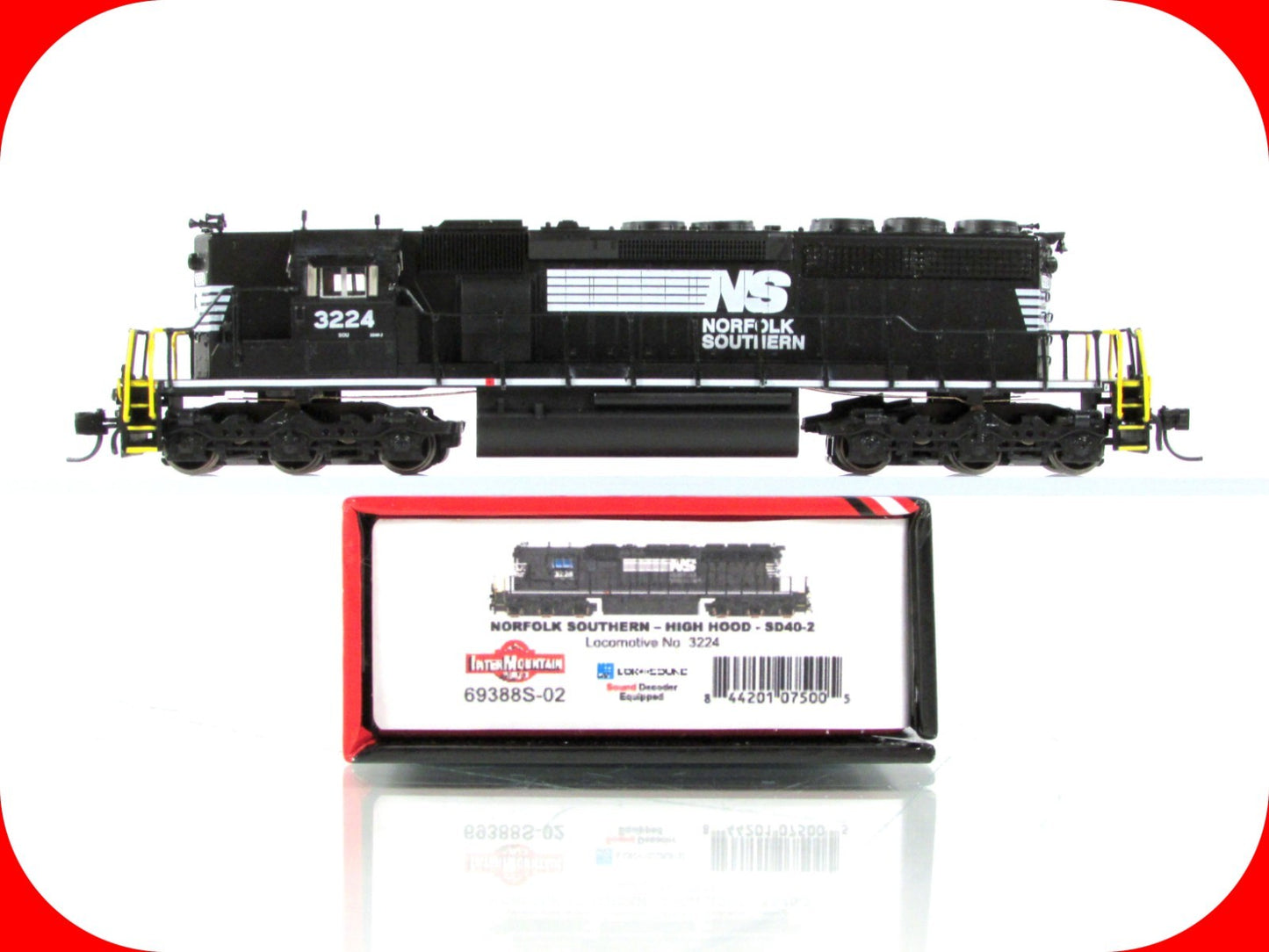 N Scale ***NORFOLK SOUTHERN*** SD40-2 #3224 - Intermountain 69388S, DCC LokSound