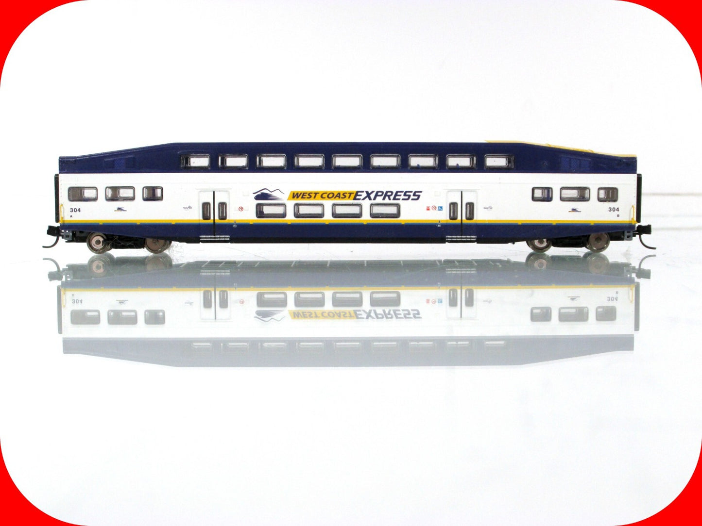 N Scale ***WEST COAST EXPRESS*** Bombardier Coach Car #304 ------- Athearn 10164