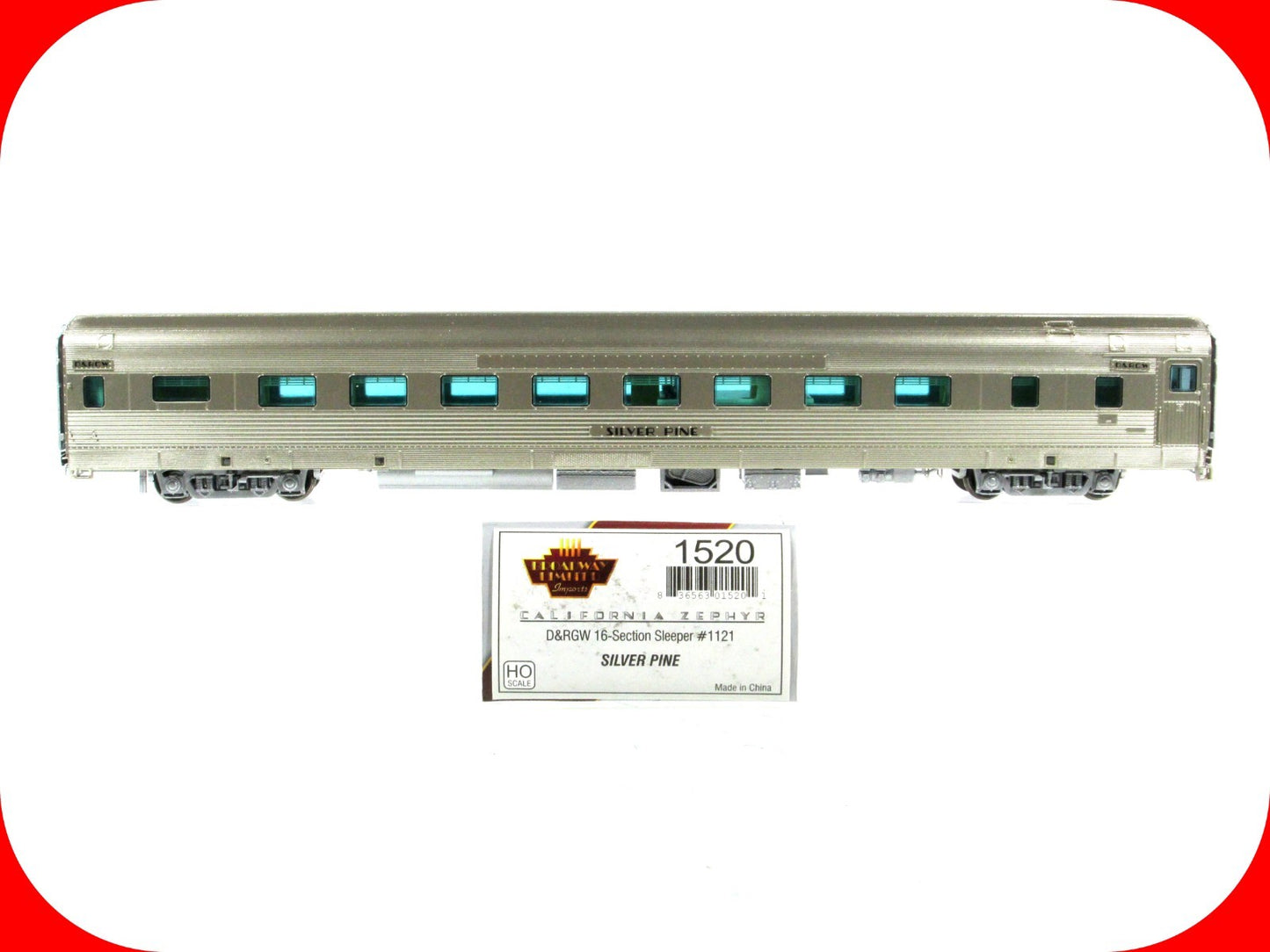 HO Scale ***DRGW CA ZEPHYR*** SILVER PINE Sleeper 1121 -Broadway 1520, Lighted